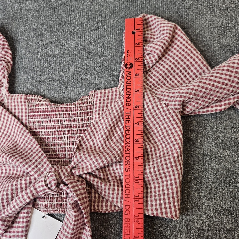 NWT Wayf Digby Front Tie Crop Top Gingham Puff Sleeve Size XS Boho Cowgirl - Picture 6 of 10